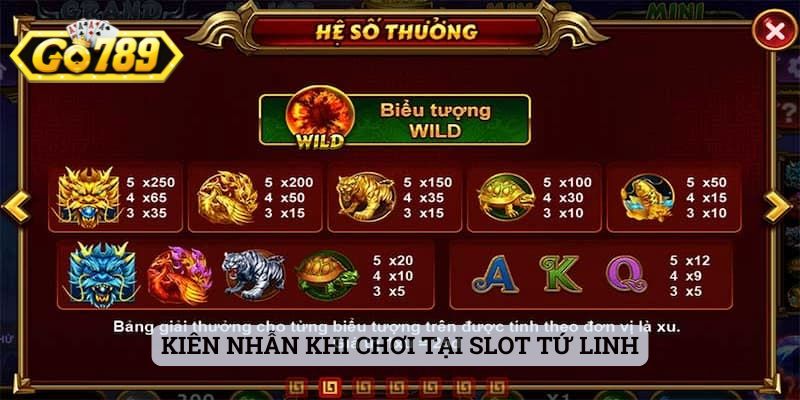 Kiên nhẫn khi chơi tại slot tứ linh